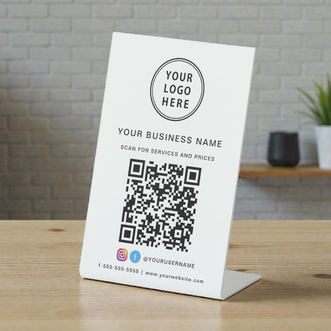 Geschäftslogo Scan mich QR-Code Sockelschild (Business Logo Scan Me QR Code Pedestal Sign)