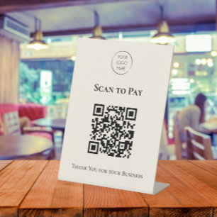 Geschäftslogo Scannen zum Bezahlen QR-Code, Tischa Sockelschild