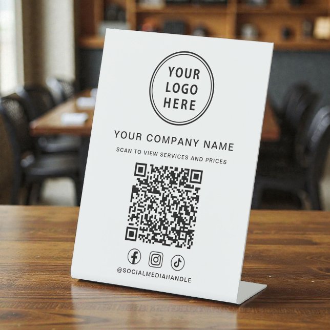 Geschäftslogo Social Media Erstellen Sie Ihren QR- Sockelschild (Business Logo Social Media Create Your QR Code Pedestal Sign)