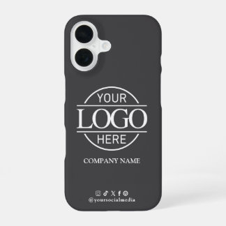 Geschäftslogo & Social Media Graue Werbeartikel iPhone 16 Hülle
