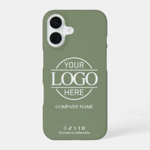 Geschäftslogo Social Media Salbei Grün Werbeartike iPhone 16 Hülle