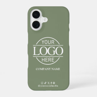 Geschäftslogo Social Media Salbei Grün Werbeartike iPhone 16 Hülle