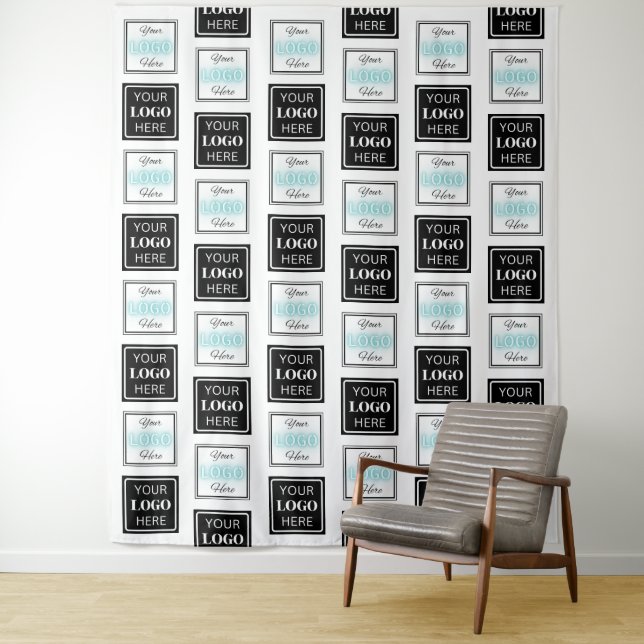 Geschäftslogo Step & Repeat Minimalistischer Hinte Wandteppich (Beispiel)