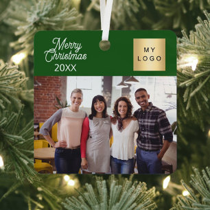 Geschäftslogo-Teamfoto grün Weihnachten Ornament Aus Metall