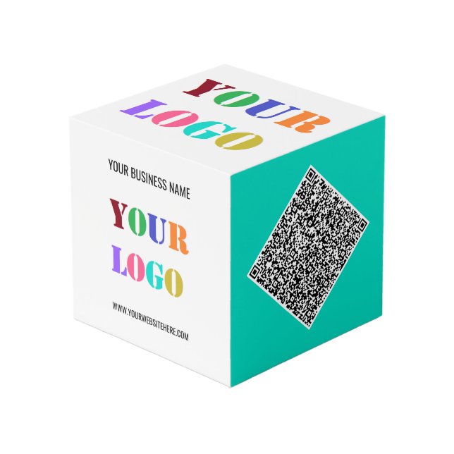 Geschäftslogo-Text-QR-Code-Promotion-Würfel Beispi Würfel (Vorderseite Schrägansicht)