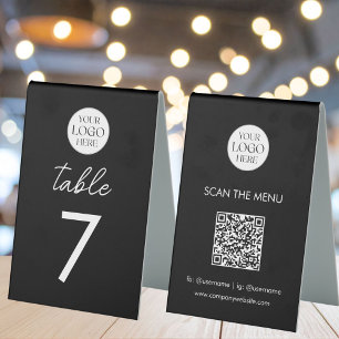 Geschäftslogo-Tischnummer-Menü-QR-Code Modern Tischaufsteller