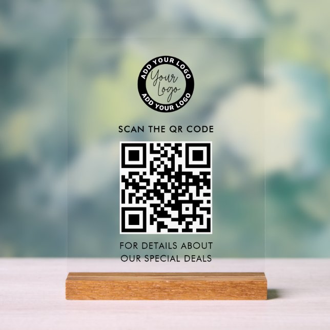 Geschäftslogo und QR-Code Anpassung Acrylschild (Neutral)