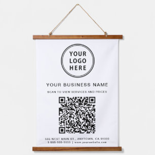 Geschäftslogo und QR-Code  Wandteppich Mit Holzrahmen