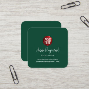 Geschäftslogo und Schriftname Grün Quadratische Visitenkarte