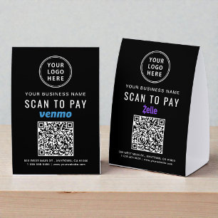 Geschäftslogo Venmo Zelle QR-Code Scan zum Bezahle Tischaufsteller