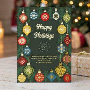 Geschäftslogo Vintage-Weihnachtsschmuck Gold Folien Feiertagskarte