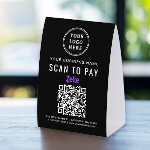Geschäftslogo Zelle QR-Code-Scan zum Bezahlen Tischaufsteller