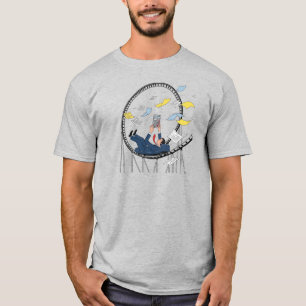 Geschäftsmann auf Roller-Untersetzer mit Rechner T-Shirt