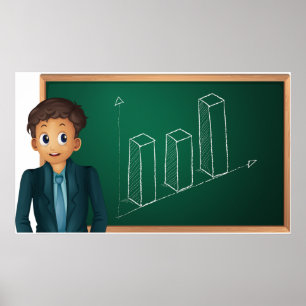 Geschäftsmann präsentiert wachsendes Säulendiagram Poster