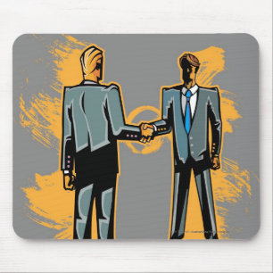 Geschäftsmann zwei, der Hände rüttelt Mousepad
