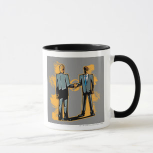 Geschäftsmann zwei, der Hände rüttelt Tasse