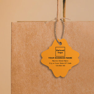 Geschäftsmarke auf orangem, fancy quadratischem Et Geschenkanhänger