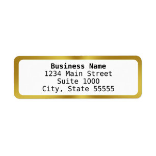 Geschäftsname in fett weiß und goldener Rücksendea