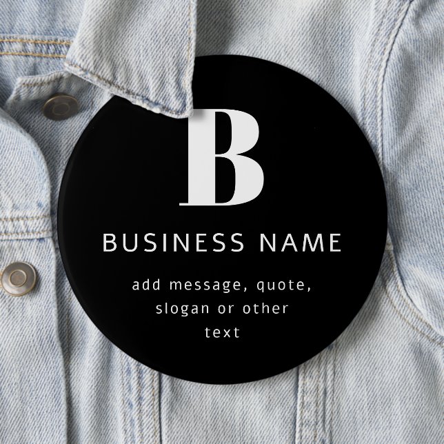 Geschäftsname, Monogramm und zusätzlicher Text ers Button (Beispiel)