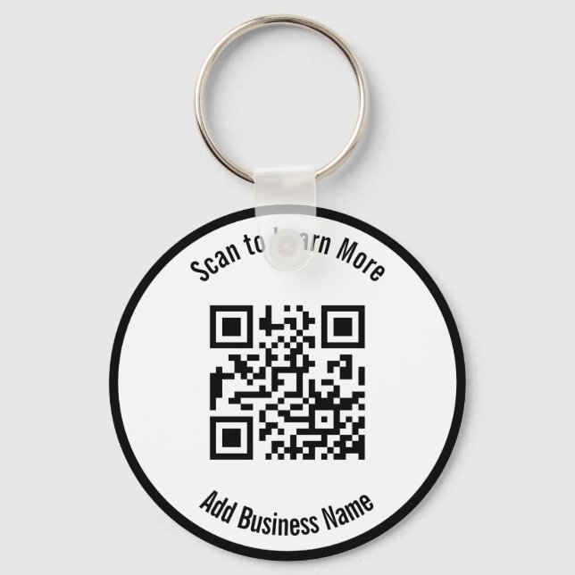 Geschäftsname Schwarz-Weiß-Scan-QR-Code Schlüsselanhänger (Vorderseite)