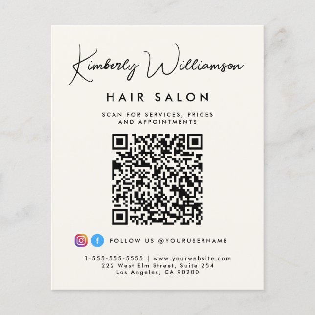 Geschäftsname-Signatur-Schrift-QR-Code Flyer (Vorne)