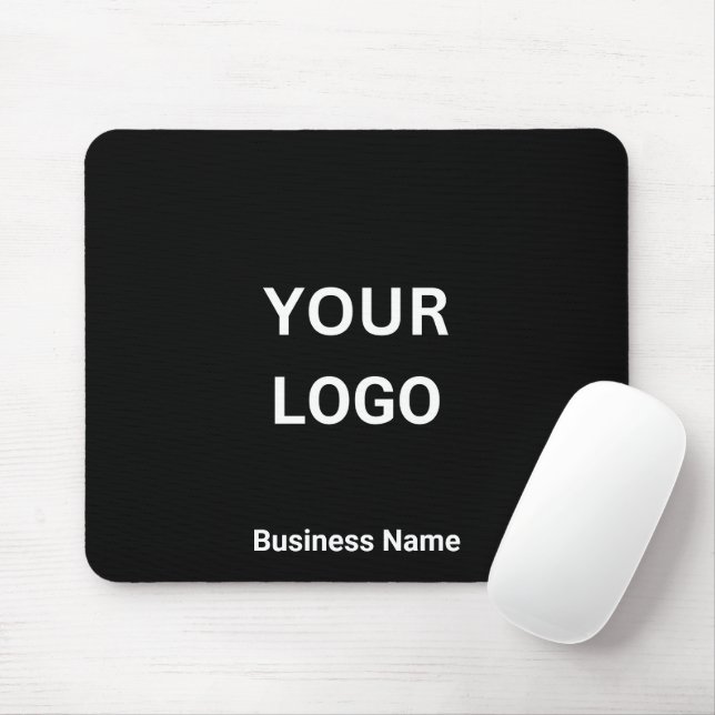 Geschäftsname und Logo Schwarz Mousepad (Mit Mouse)