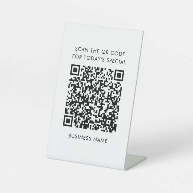 Geschäftsname und QR Code Menü Sockelschild (Vorderseite)