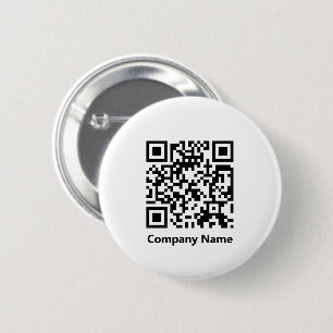 Geschäftsname und QR-Code Schwarzweiß-Vorlage Button