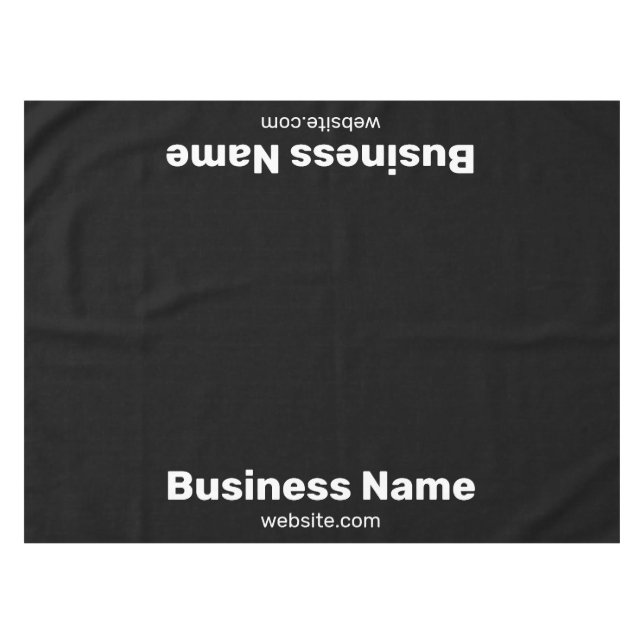 Geschäftsname und Website Schwarz Tischdecke (Vorderseite (Horizontal))