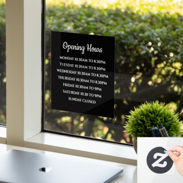 Geschäftsöffnungszeiten Unterzeichnung, Boutique E Fensteraufkleber (Büro)
