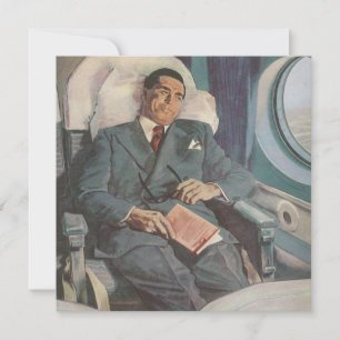 Geschäftsreise im Vintage-Stil, Lesen im Flugzeug