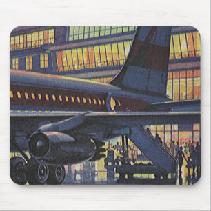 Geschäftsreisende in alten Zeiten auf einem Flugze Mousepad