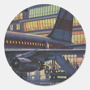 Geschäftsreisende in einem Flugzeug am Flughafen i Runder Aufkleber