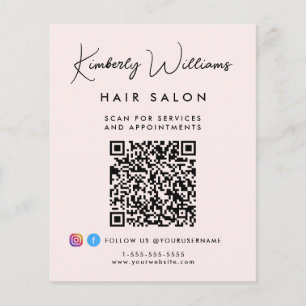 Geschäftssignatur-Schrift-QR-Code Werbe-Pink Flyer