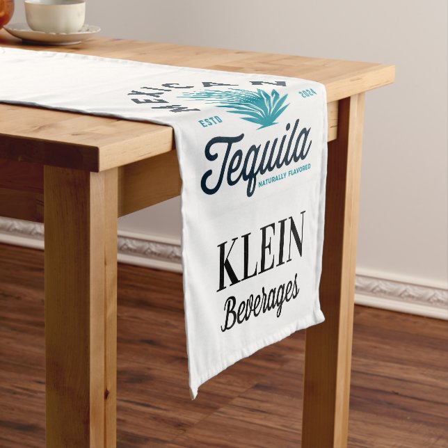 Geschäftstabelle mit Ihrem Logo und Text Kurzer Tischläufer (Beispiel)