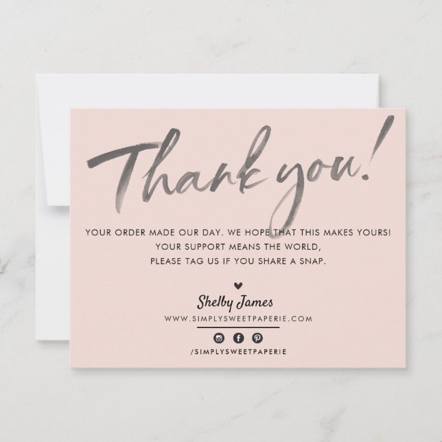 GESCHÄFTSTHANK IHNEN schicke moderne blush pink IN Dankeskarte (Vorderseite)