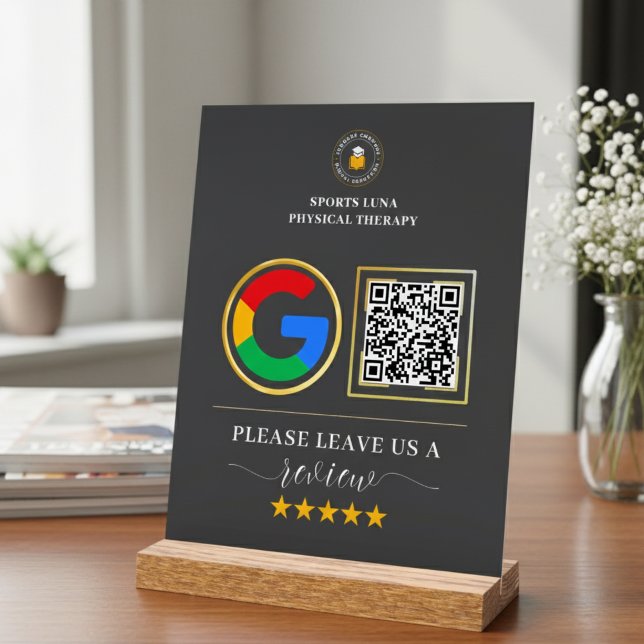 Geschäftsüberprüfungszeichen - Benutzerdefinierter Acrylschild (Business Review Sign - Custom QR Code with Logo)