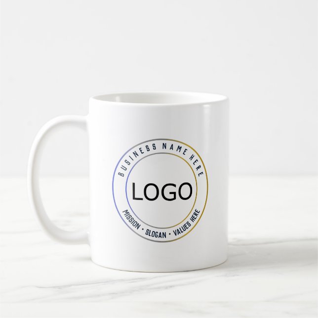 Geschäftsunternehmenslogo, Name und Slogan Kaffeetasse (Links)