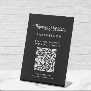 Geschäftsunterschrift Script QR Code Black Tableto Sockelschild