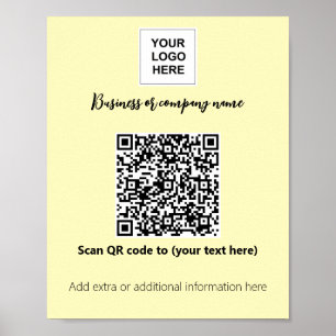 Geschäftsvorlage Cream Yellow Logo qcode Poster