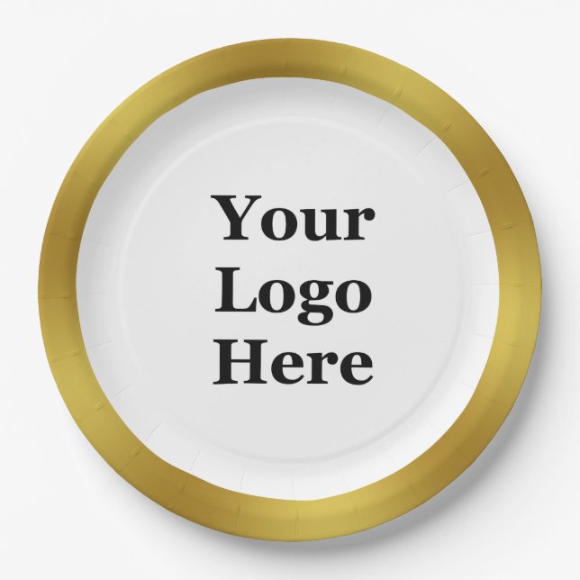 Geschäftsvorlage Gold & Weiß Ihr Logo hier Pappteller (Vorderseite)