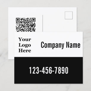 Geschäftsvorlagen-QR-Code und Ihr Logo hier Postkarte