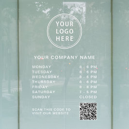 Geschäftszeiten Logo QR-Code erstellen Weiße Schri Fensteraufkleber