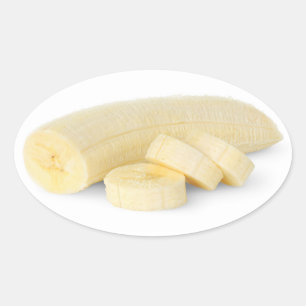 geschälte und geschnittene Bananen Ovaler Aufkleber