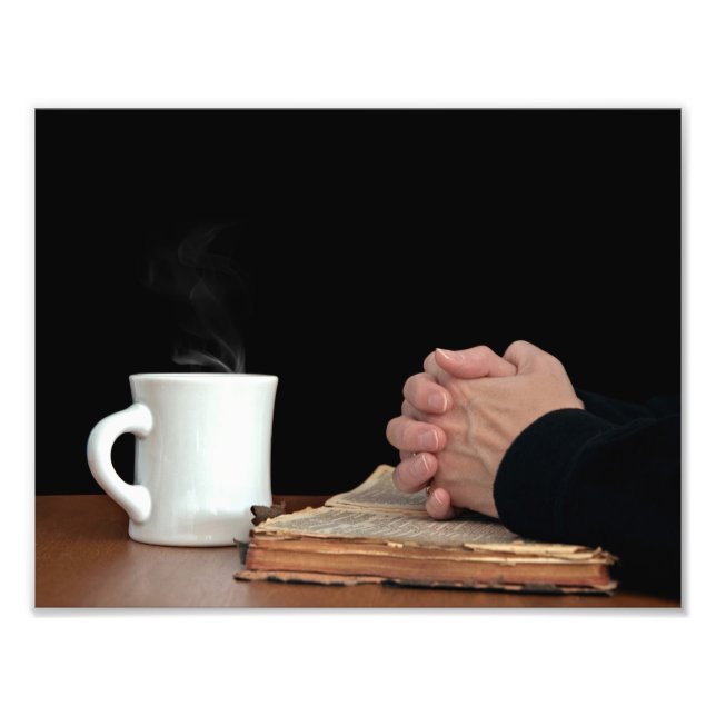 Geschaltete Hände in der Bibel Fotodruck (Vorne)