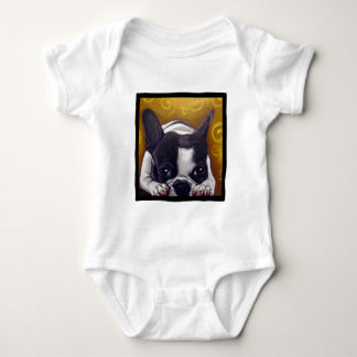 Geschecktes Frenchie Nickerchen Baby Strampler