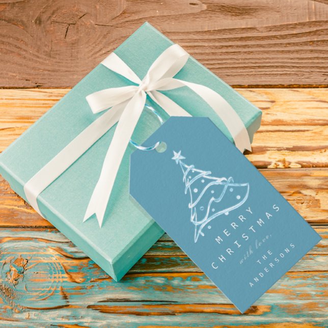 Geschenk an frohe Weihnachten glückliche Neujahrsb Geschenkanhänger (Gift To Merry Christmas Happy New Year Tree Blue Gift Tags)