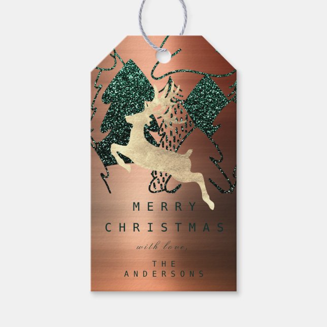 Geschenk an Glitzer Kupfer Gold Schnee Weihnachtsb Geschenkanhänger (Vorderseite)