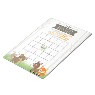 Geschenk Bingo Woodland Animals Baby Showspiel Pac Notizblock