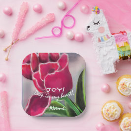 Geschenk Blumendesign, personalisieren Typografie Pappteller
